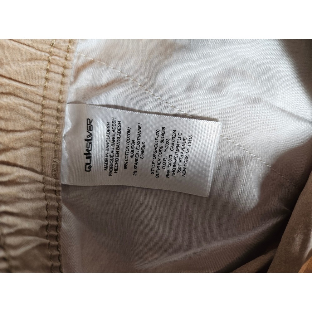 Quiksilver Boys Khaki Chino Walk Shorts Tan Elastic Waist Size Large 14/16 - Picture 4 of 7